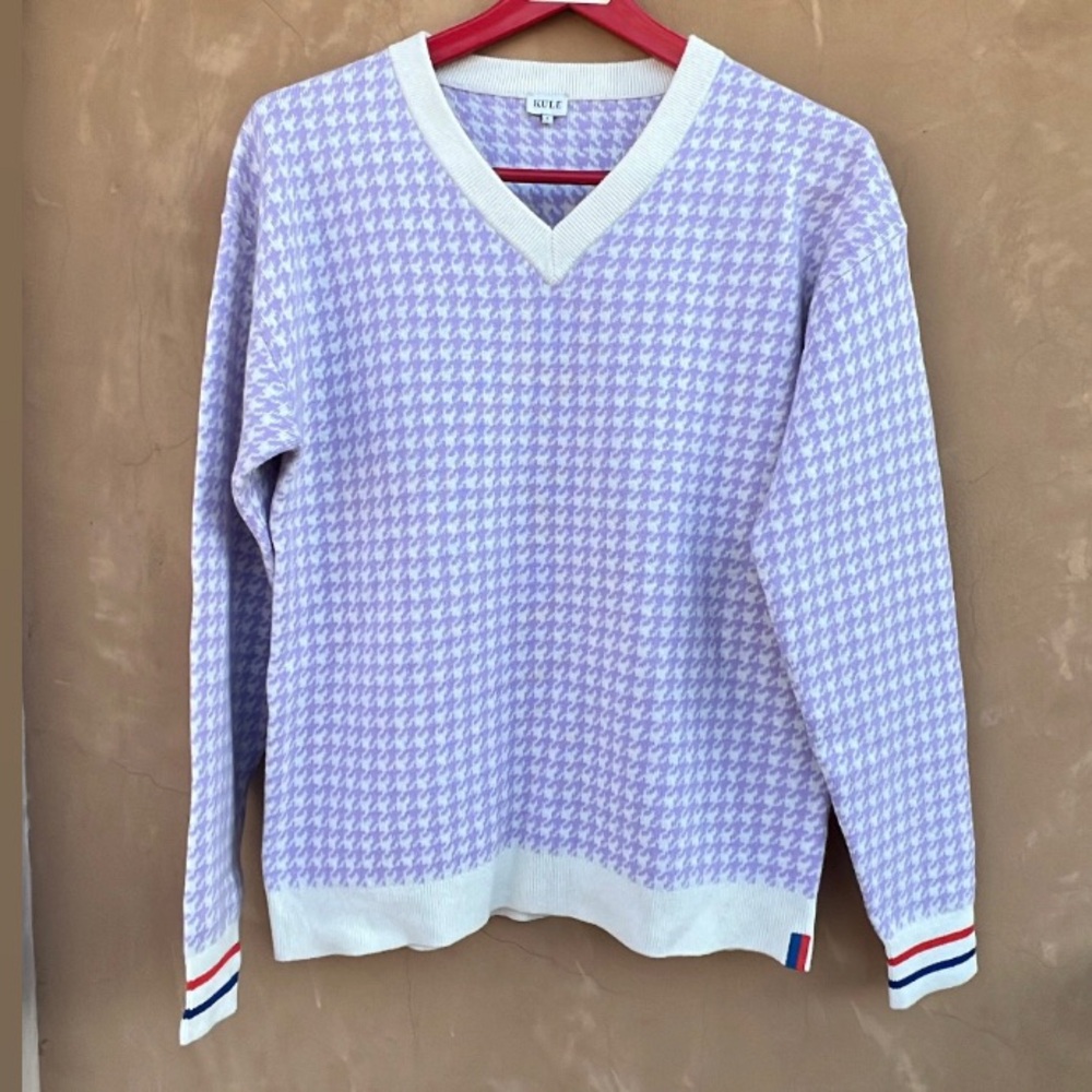 KULE Houndstooth Lilac Preppy Feminine Sweater size Small - Picture 9 of 9